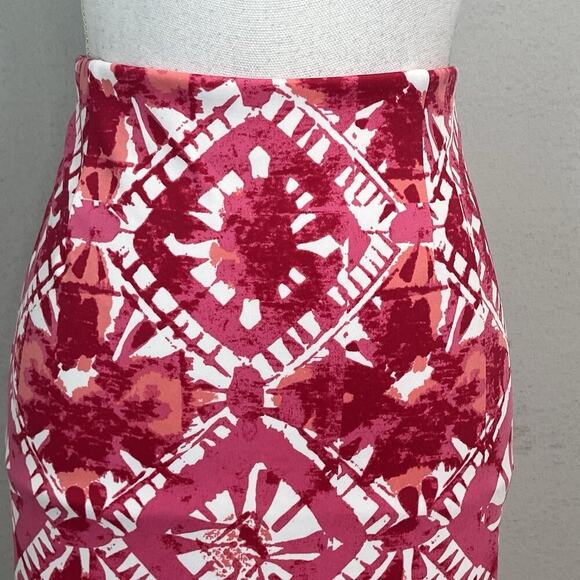 INC International Concepts Skirt size Large Hot Pink Coral Straight Pencil Knee - Picture 2 of 7